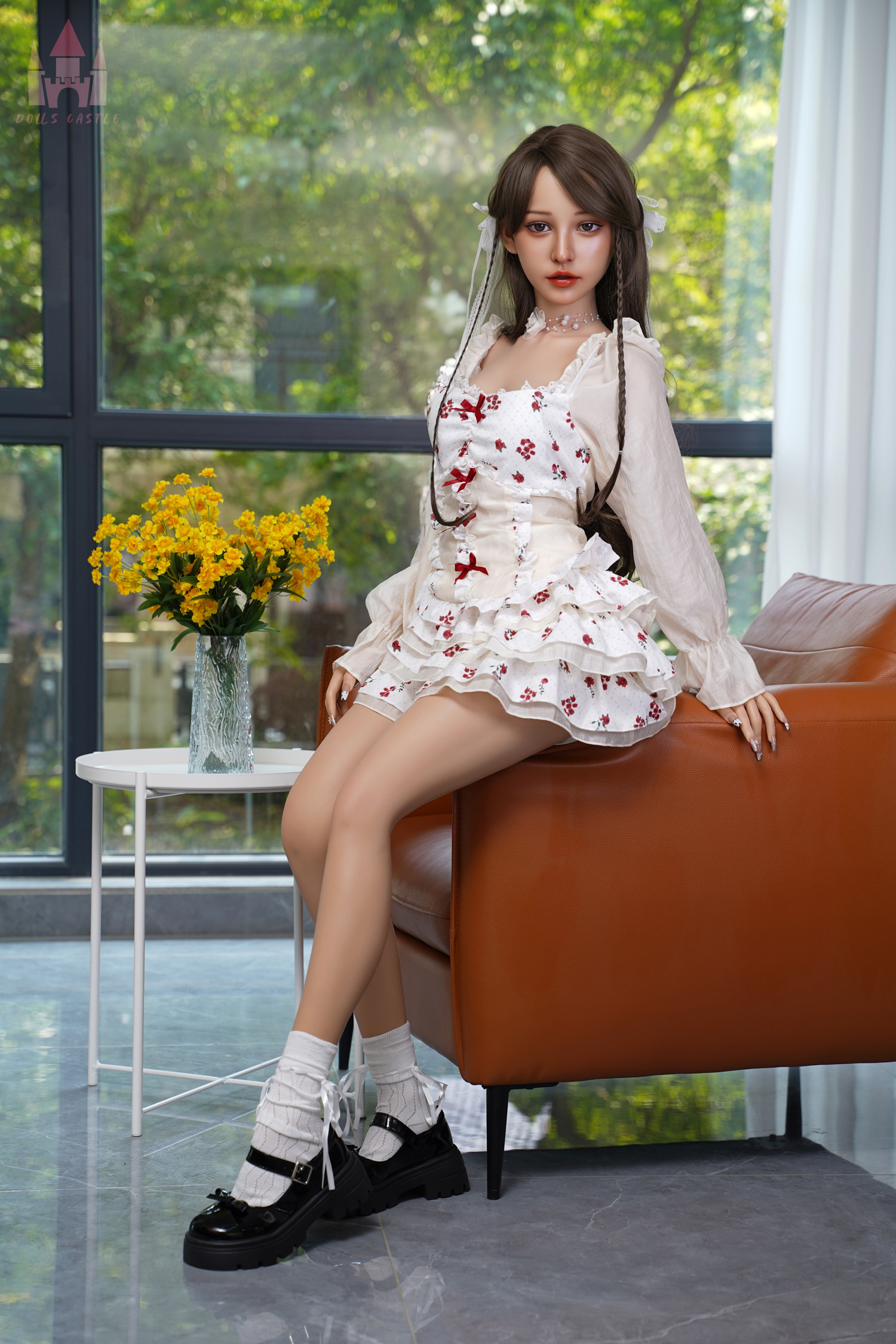 158cm/62in Lightweight Silicone Realistic Sex Doll with Natural Skin, 70-52-85 Petite Figure – #S21 Head, ROS, Soft Breasts & White Floral Dress