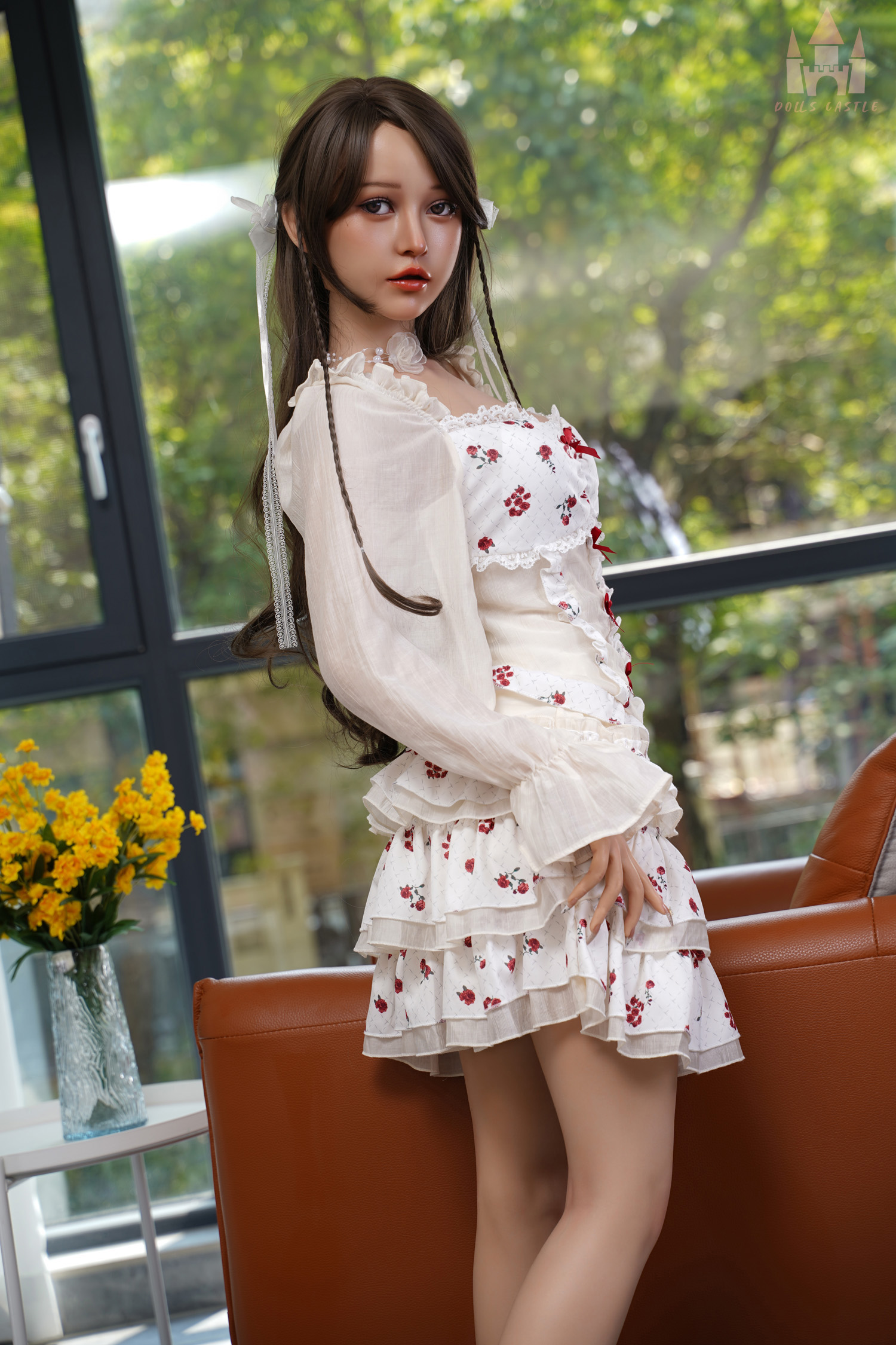 158cm/62in Lightweight Silicone Realistic Sex Doll with Natural Skin, 70-52-85 Petite Figure – #S21 Head, ROS, Soft Breasts & White Floral Dress