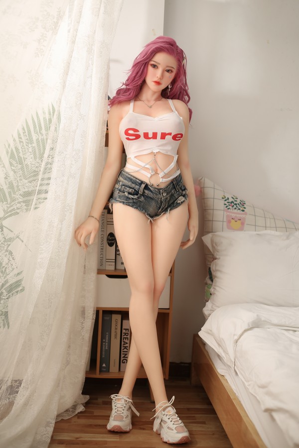 157cm/62in TPE Realistic Sex Doll With Pink Hair, White Crop Top & Denim Shorts – Model MXG-157B