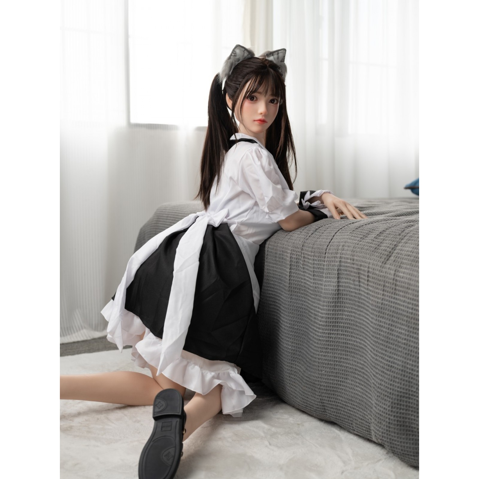 125cm/49in & 135cm/53in TPE Realistic Sex Doll With Black‑White Maid Dress